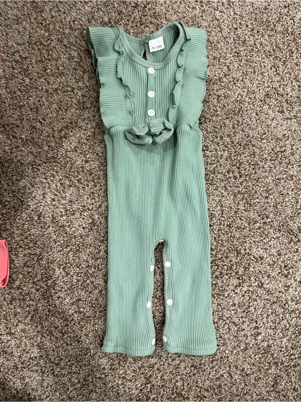 Amazon Kids Ribbed Ruffle One-Piece Bodysuit in Sage Green